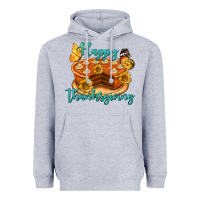 Heather Grey Happy Thanksgiving Pumpkin Pie Heavyweight Hoodie - LillyAllenDesigns