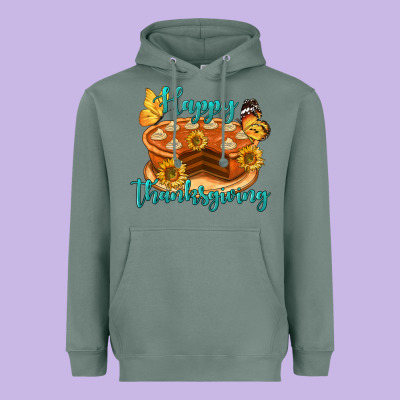 Happy Thanksgiving Pumpkin Pie Heavyweight Hoodie Designed By Lillyallendesigns
