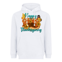 White Happy Thanksgiving Pumpkin Pie Heavyweight Hoodie - LillyAllenDesigns