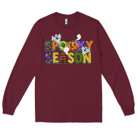 Burgundy spooky season Long Sleeve Tee - CowGirlArtShop