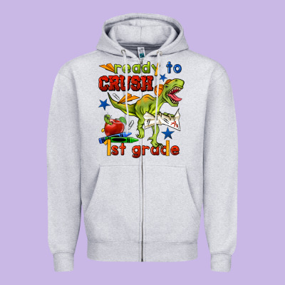 Ready To Crush 1st Grade Zipper Hoodie Designed By Bundleandbundleshop