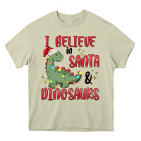 Mossy i believe in santa & dinosaurs Heavy Core Tee - MaliasSmallBusiness