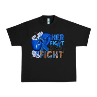 Black Her fight is our fight Colon Cancer blue ribbon Urban Heavy Tee - NancyCooperArtShop