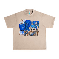 French Oak Her fight is our fight Colon Cancer blue ribbon Urban Heavy Tee - NancyCooperArtShop