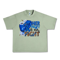 Her Fight Is Our Fight Colon Cancer Blue Ribbon Urban Heavy Tee | Teevron