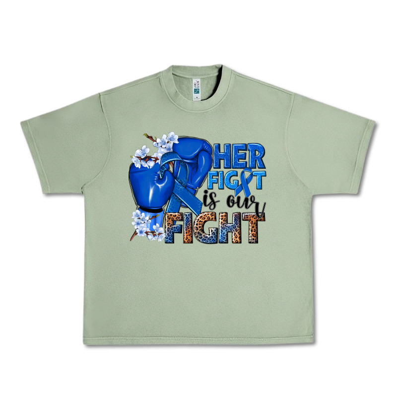 Her Fight Is Our Fight Colon Cancer Blue Ribbon Urban Heavy Tee by NancyCooperArtShop | Teevron