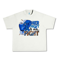 Pistachio Her fight is our fight Colon Cancer blue ribbon Urban Heavy Tee - NancyCooperArtShop