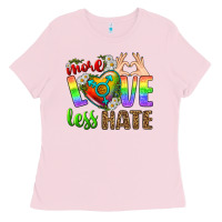Bubblegum Pink More Love Less Hate LGBTQ Ladies Tee - BundleAndBundleShop
