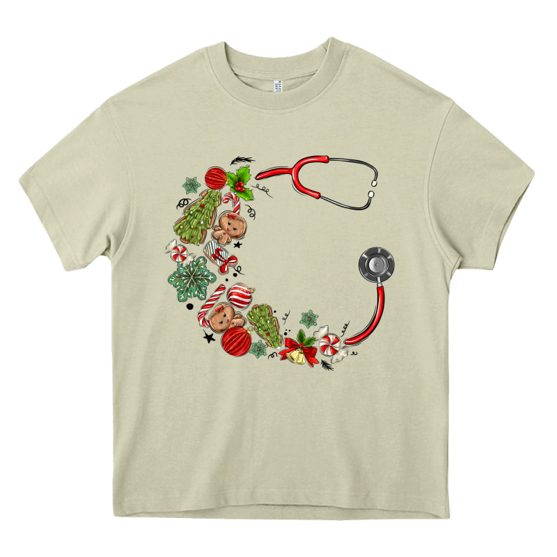 Custom Name Christmas Stethoscope Heavy Core Tee by MaliasSmallBusiness | Teevron