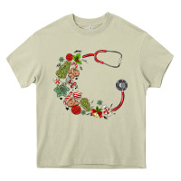 Mossy custom name christmas stethoscope Heavy Core Tee - MaliasSmallBusiness