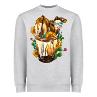 Heather Grey Simmental Cow Bobba Cup Heavyweight Sweatshirt - FaDigitalArtStudio