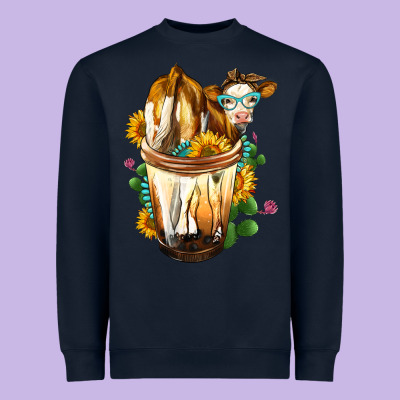 Simmental Cow Bobba Cup Heavyweight Sweatshirt Designed By Fadigitalartstudio
