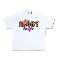 White Moody Heifer with Leopard Urban Heavy Tee - texasbilliewilder