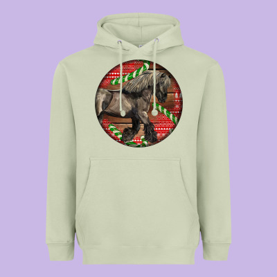 Belgian Horse Christmas Heavyweight Hoodie Designed By Lillyallendesigns