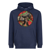 Navy Belgian Horse Christmas Heavyweight Hoodie - LillyAllenDesigns