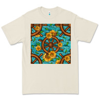 Bone Lake Boat Rudder And Sunflowers Seamless Pattern Premium Tee - BundleAndBundleShop