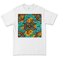 White Lake Boat Rudder And Sunflowers Seamless Pattern Premium Tee - BundleAndBundleShop