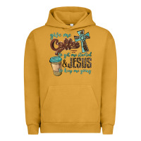 Pigment Peanut Butter give me coffee to get me started & jesus to keep me going Urban Hoodie - BarkalooDesign