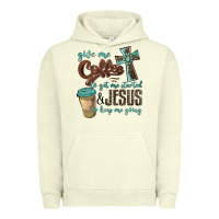 Pigment Pistachio give me coffee to get me started & jesus to keep me going Urban Hoodie - BarkalooDesign