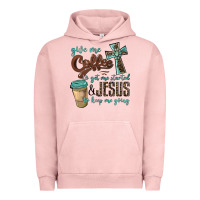 Pigment Salmon give me coffee to get me started & jesus to keep me going Urban Hoodie - BarkalooDesign