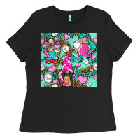 Hairdresser Gnomes With Hearts And Pearls With Leopard Ladies Tee | Teevron