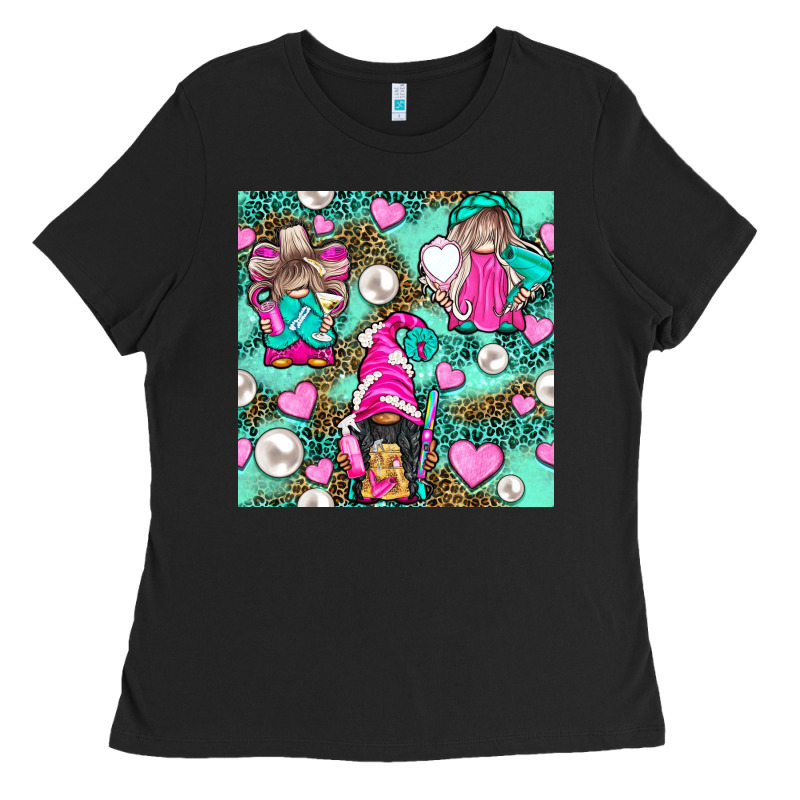 Hairdresser Gnomes With Hearts And Pearls With Leopard Ladies Tee by BundleAndBundleShop | Teevron