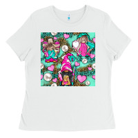 White Hairdresser Gnomes With Hearts And Pearls With Leopard Ladies Tee - BundleAndBundleShop