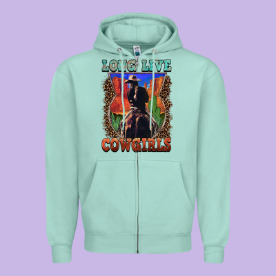 Long Live Cowgirls Zipper Hoodie Designed By Fadigitalartstudio