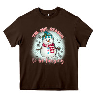 Chocolate Brown 'tis the season to be freezing Heavy Core Tee - MaliasSmallBusiness