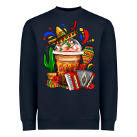 Navy Mexican Frappe With Cactus Sombrero And Maracas Heavyweight Sweatshirt - FaDigitalArtStudio