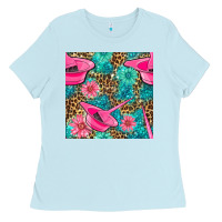Hairdresser Hair Color Mixing Bowl And Dye Brush With Flowers And Leop Ladies Tee | Teevron