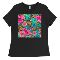 Black Hairdresser Hair Color Mixing Bowl And Dye Brush With Flowers And Leop Ladies Tee - BundleAndBundleShop