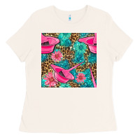 Bone Hairdresser Hair Color Mixing Bowl And Dye Brush With Flowers And Leop Ladies Tee - BundleAndBundleShop