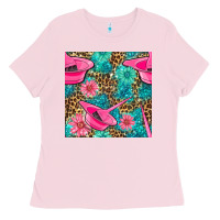 Bubblegum Pink Hairdresser Hair Color Mixing Bowl And Dye Brush With Flowers And Leop Ladies Tee - BundleAndBundleShop