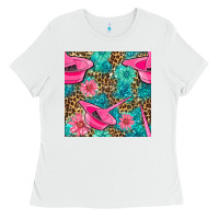 White Hairdresser Hair Color Mixing Bowl And Dye Brush With Flowers And Leop Ladies Tee - BundleAndBundleShop