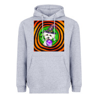 Heather Grey halloween bichons frise dog Heavyweight Hoodie - LillyAllenDesigns