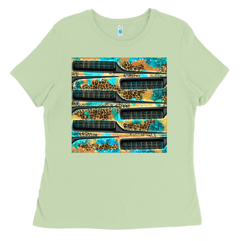 Hairdresser Parting Comb With Leopard And Glitter Seamless Pattern Bbs Ladies Tee by BundleAndBundleShop | Teevron