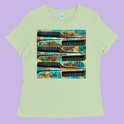 Hairdresser Parting Comb With Leopard And Glitter Seamless Pattern Bbs Ladies Tee Designed By Bundleandbundleshop