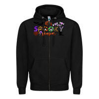Black it's spooky season Zipper Hoodie - BundleAndBundleShop