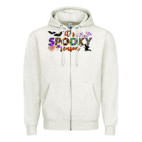 Oatmeal Heather it's spooky season Zipper Hoodie - BundleAndBundleShop