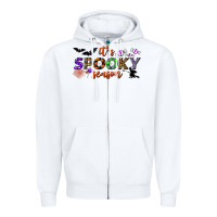 White it's spooky season Zipper Hoodie - BundleAndBundleShop