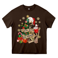 Chocolate Brown sorta scary sorta merry skeleton christmas tree Heavy Core Tee - MaliasSmallBusiness