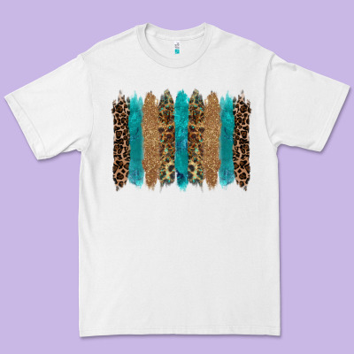 Glitter Turqoise Leopard Tooled Leather Background Premium Tee Designed By Ranaportraitstore