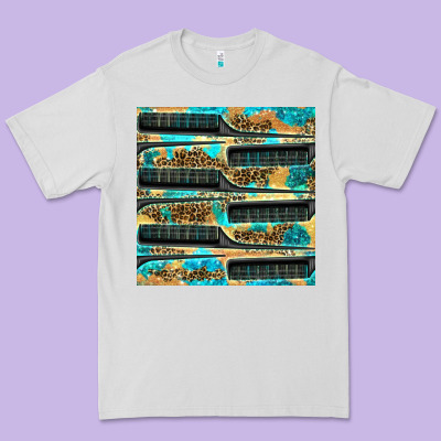 Hairdresser Parting Comb With Leopard And Glitter Seamless Pattern Bbs Premium Tee Designed By Bundleandbundleshop