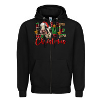Black love christmas holstein heifer Zipper Hoodie - FaDigitalArtStudio