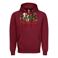 Burgundy love christmas holstein heifer Zipper Hoodie - FaDigitalArtStudio