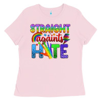 Bubblegum Pink Straight Againts Hate Ladies Tee - BundleAndBundleShop