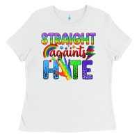 White Straight Againts Hate Ladies Tee - BundleAndBundleShop