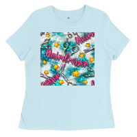 Baby Blue Hairdresser Scissor And Stars With Glitter Seamless Pattern Bbs Ladies Tee - BundleAndBundleShop