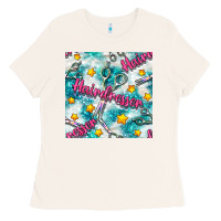 Bone Hairdresser Scissor And Stars With Glitter Seamless Pattern Bbs Ladies Tee - BundleAndBundleShop